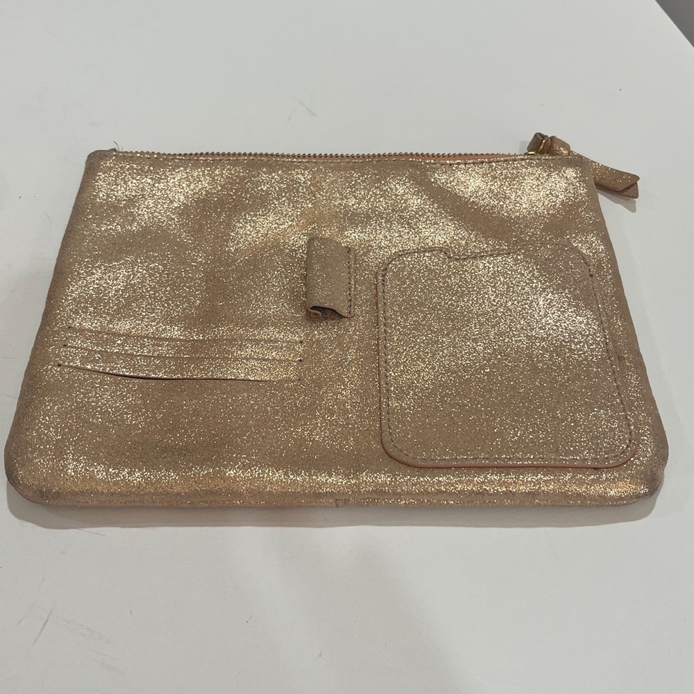 Anthropology, leather wallet, bag rose gold